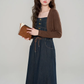 Knitted cardigan with denim suspender dress new high-end suit skirt two-piece set R2400