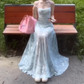 Suspender dress beautiful floral waist temperament long skirt R0676