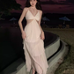 Travel photography clothes super fairy beach dress suspenders sexy backless dress R1575
