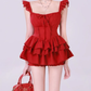 Sweet and spicy design suspender top 2025 pure desire style half-length pants skirt suit R1054