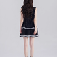 Black V-neck dress women's summer high waist princess skirt new design niche A-line short skirt R4465