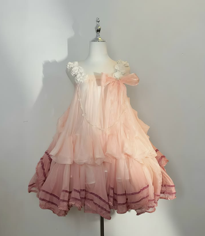 Flowy Chiffon Women's Homecoming Dress Champagne Corset Short Prom Dress Party Dress RS2441