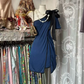Blue one-shoulder fitted waist slim-fitting short ball gown R7480