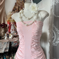 Pink strapless, fitted, pleated, bodycon fishtail gown, ball gown R6322