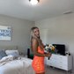 Orange halter neck sequined waist slim hip skirt homecoming dress R5610