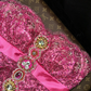 Rose pink strapless sequined sexy fitted long ball gown R7001