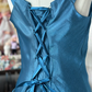 Vintage blue halter-neck satin fitted long ball gown R6361