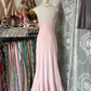 Pink strapless, fitted, pleated, bodycon fishtail gown, ball gown R6322