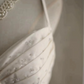 White halter-neck, fitted waist, tiered skirt, long ball gown R6722