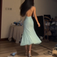 Light Blue Halter Neck Waist-Cinched Fitted Floor-Length Prom Dress R7121