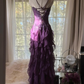 A stunning purple strapless, fitted, bodycon ball gown R6561