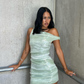 Green sequined waist slim mini skirt homecoming dress R5531