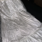 White strapless, fitted, long ball gown with pleats R7040
