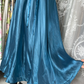 Vintage blue halter-neck satin fitted long ball gown R6361