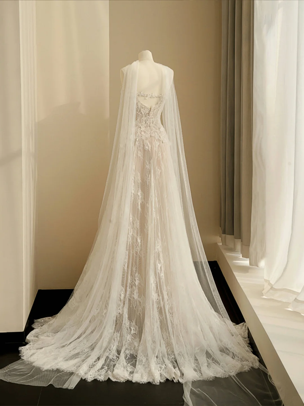 Apricot Strapless Lace Waist Slim A-Line Maxi Dress, prom dress R5686