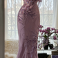 Light purple one-shoulder fitted waist elegant long ball gown R7676