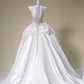 Pink halter neck diamond waist slim white skirt satin long dress bridal gown R5728