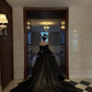 Black off-the-shoulder sexy fitted long ball gown R7081