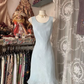 Light Blue Sleeveless Waist-Cinched Slim-Fit Midi-Length Ball Gown R7440
