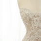 Apricot Strapless Lace Waist Slim A-Line Maxi Dress, prom dress R5686