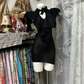 Black sleeveless fitted waist slim hip-hugging sexy short ball gown R7868