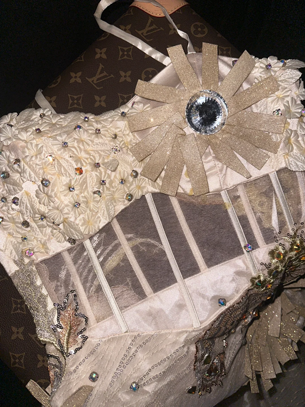 Apricot-colored halter-neck rhinestone-embellished, fitted, elegant long ball gown R6921