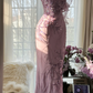 Light purple one-shoulder fitted waist elegant long ball gown R7676