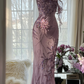 Light purple one-shoulder fitted waist elegant long ball gown R7676