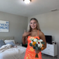 Orange halter neck sequined waist slim hip skirt homecoming dress R5610