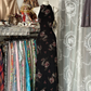 Black Chinese cheongsam print retro waist slim hip long skirt ball gown R6203