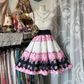White strapless, fitted waist with pink accents, A-line short ball gown R7828