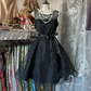 Black sleeveless fitted A-line princess mini dress, ball gown R6282