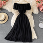 Bali resort beach slim long skirt sexy off-shoulder one-shoulder ruffled chiffon dress R0326