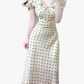 2025 Summer New French Gentle Style Polka Dot Puff Sleeves Ruffled V-Neck Dress R0912
