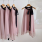 Classic pink and black halter neck dress gentle temperament skirt long skirt for women R0293