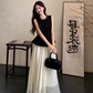 Fairy retro new Chinese suit sleeveless black vest blouse top high waist skirt two-piece suit R1713