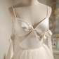 White Elegant Homecoming Dress ,Silky Bow Decor Corset Short Prom Dress RS1679