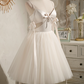 White Elegant Homecoming Dress ,Silky Bow Decor Corset Short Prom Dress RS1679