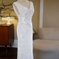 Elegant White Sheath Portrait Embroidery Open Back Corset Maxi Prom Dress RS473