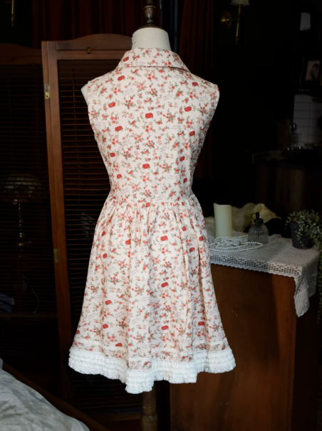 French Retro Floral A-line High Cllar Corset Mini Birthday Dress Homecoming Dress RS492