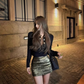 Sexy hot girl hollow chain button knitted top 2025 temperament lady hip skirt suit R1121