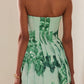 Green tie-dye tube top slim fit hip sexy short skirt homecoming dress R3696