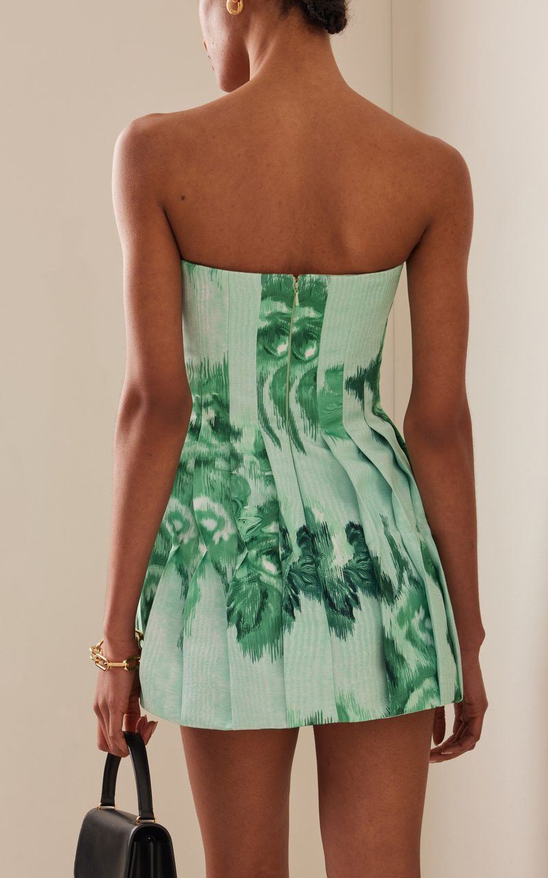 Green tie-dye tube top slim fit hip sexy short skirt homecoming dress R3696