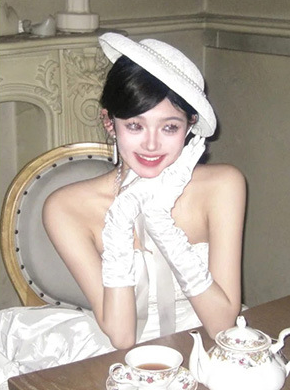 Gloves satin long white girls bride wedding dress birthday atmosphere     S6232