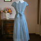 French Retro Blue Stripe A-Line Jewel Maxi Women Dress RS512