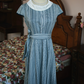 French Retro Blue Stripe A-Line Jewel Maxi Women Dress RS512