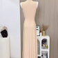 Relaxed dress sleeveless elastic light skin breathable fabric long dress R0295