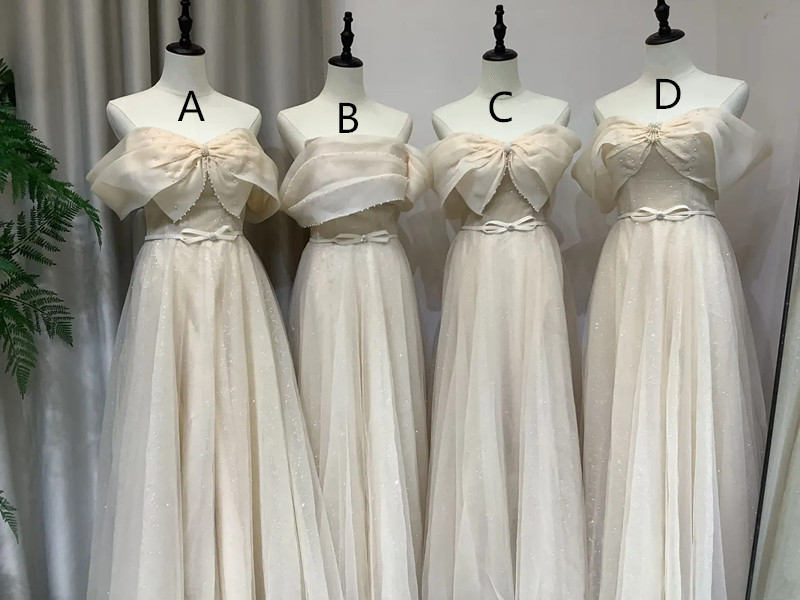 Apricot waist slim elegant ball gown, bridesmaid dress R6002