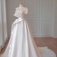 White one-shoulder slim waist sexy elegant satin long dress bridal gown R5883
