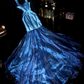 Blue halter-neck fitted fishtail long ball gown R7002